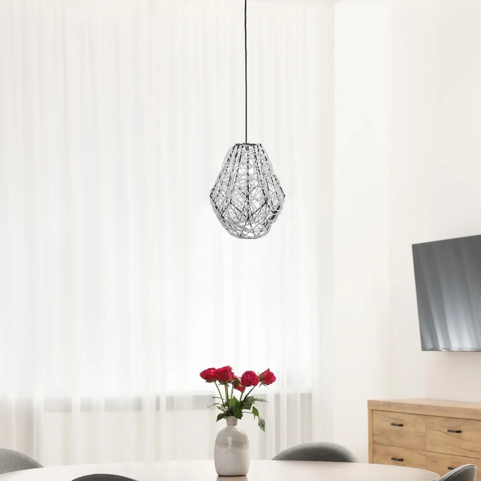 

Абажур в клетке из ротанга, минималистичный европейский дизайн, мягкий светильник для столовой, гостиной, подвесной светильник, абажур, потолочный светильник