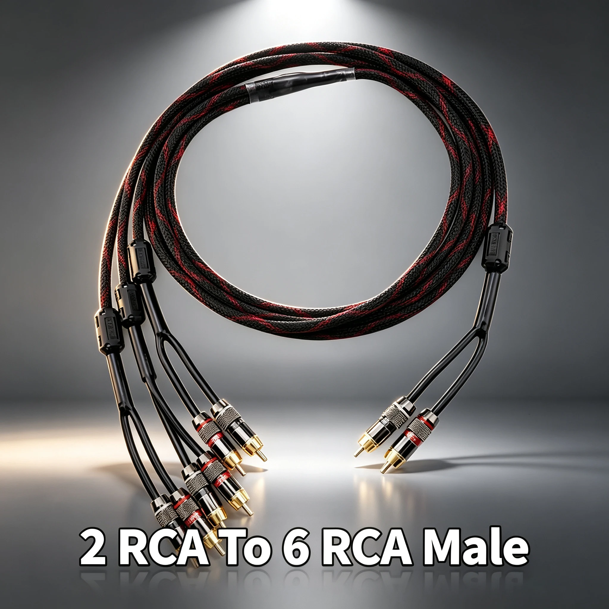 2 RCA auf 6 RCA Stecker Audio-Verbindungskabel, Dual 2 Zwei Stecker auf Sechs 6 Stecker RCA Verstärker-Lautsprecherkabel, Doppeldrehung 6