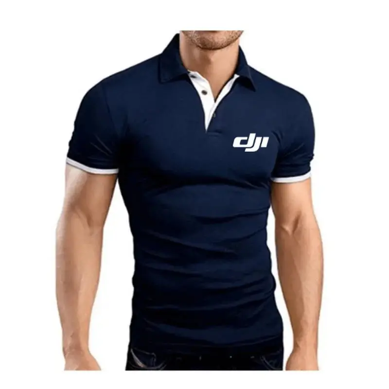 2025 Brand New Men's T-shirt Lapel Casual Short-sleeved Stitching Men T-shirt For Male DJI Print Pullover Top Man T Shirt