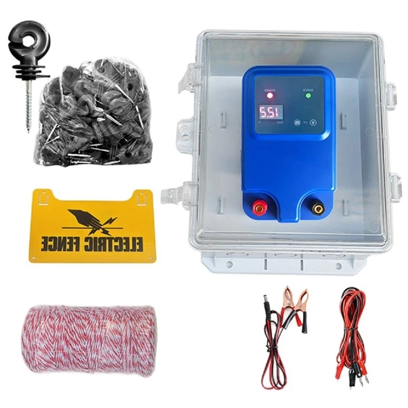 A96K-Electronic Fence Kit 10KM 1.5J Charger For Livestock Poultry Animal Prevention Tool US Plug