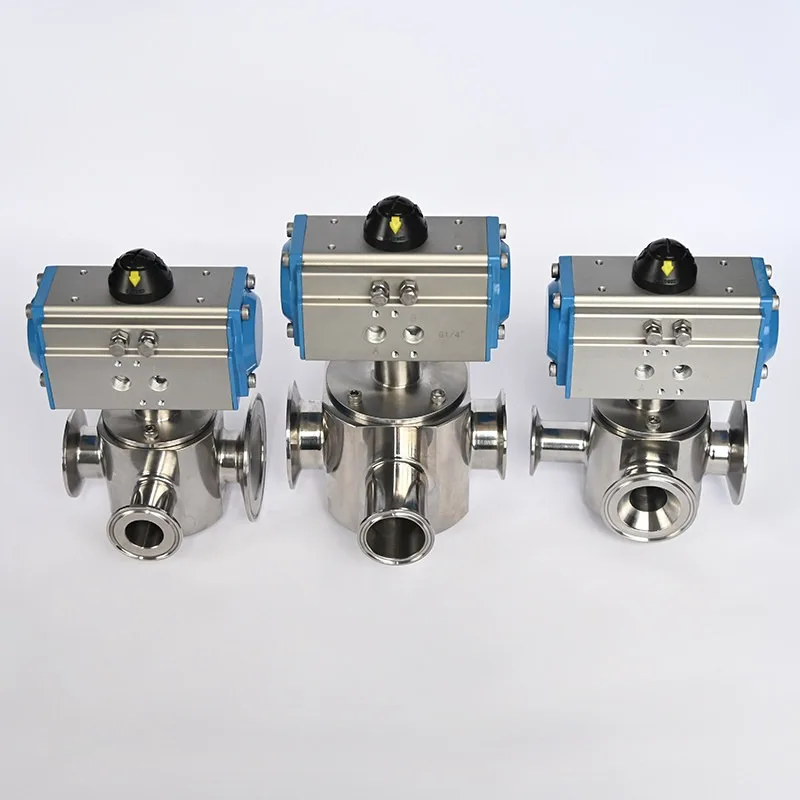 Pneumatic three-way rotary valve 304 stainless steel paste filling machine reversing accessories