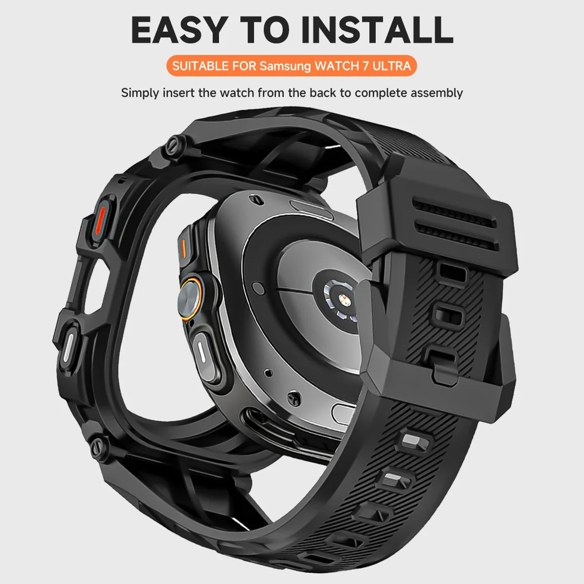 حافظة + حزام لساعة سامسونج جالاكسي الترا 47 ملم 2025 حزام سيليكون حامي غطاء إطاري لهاتف سامسونج جالاكسي 7 الترا باند كوريا