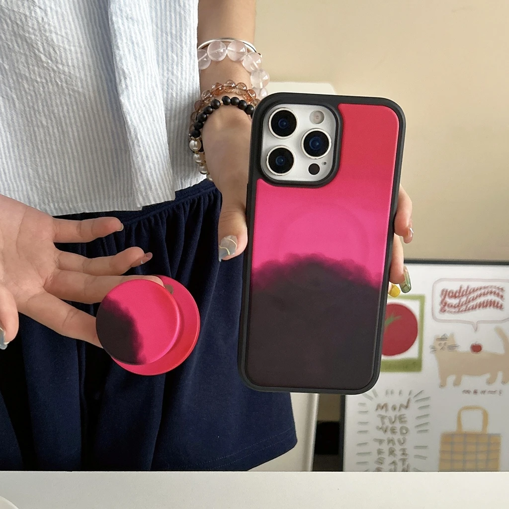 

Модный усовершенствованный цветной чехол с держателем, магнитный противоударный чехол для телефона для iPhone 17, 16, 15, 14, 13 Pro Max