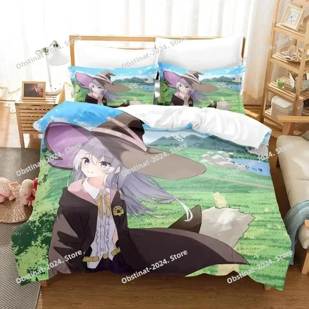 Wandering Witch Journey Of Elaina Bedding Set Printed single Comforter Quilt Bed Cover Pillow Case 3 Pieces Sets Kids Adult Size