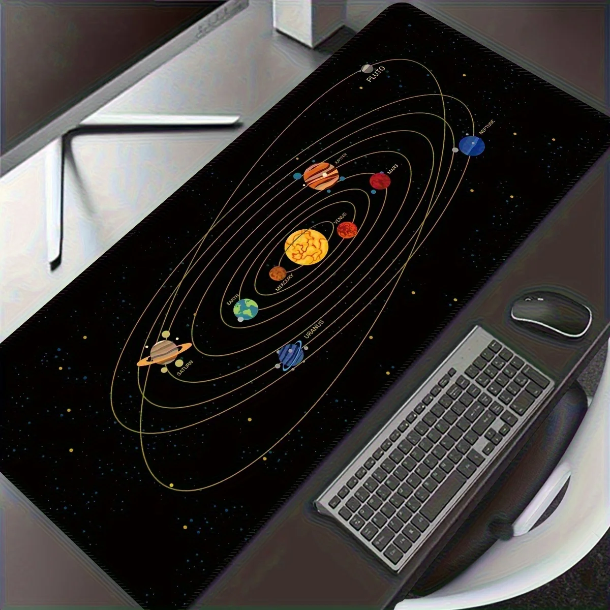

Solar System Planet Map Extended Gaming Mouse Pad Non-Slip Rubber Desk Mat for Office and PC