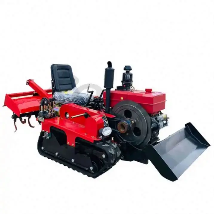 Multi-Functional Tracked Rotary Tiller Shovel  Earth Scraper Weeding Notching Machine Replaceable Tool Excavator
