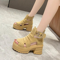 2025 Summer Sandals 8CM Wedge Heels Sneakers New Women Beach Flip Flop High Platform Casual Sandals Breathable Walking Slippers