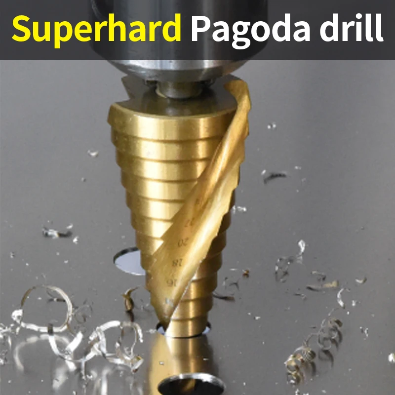 

Step Drill Bit Titanium Coated Pagoda Shape Step Core Drill HSS Hex Shank Hole Saw Cutter Cone Drill Bit Drilling Tool