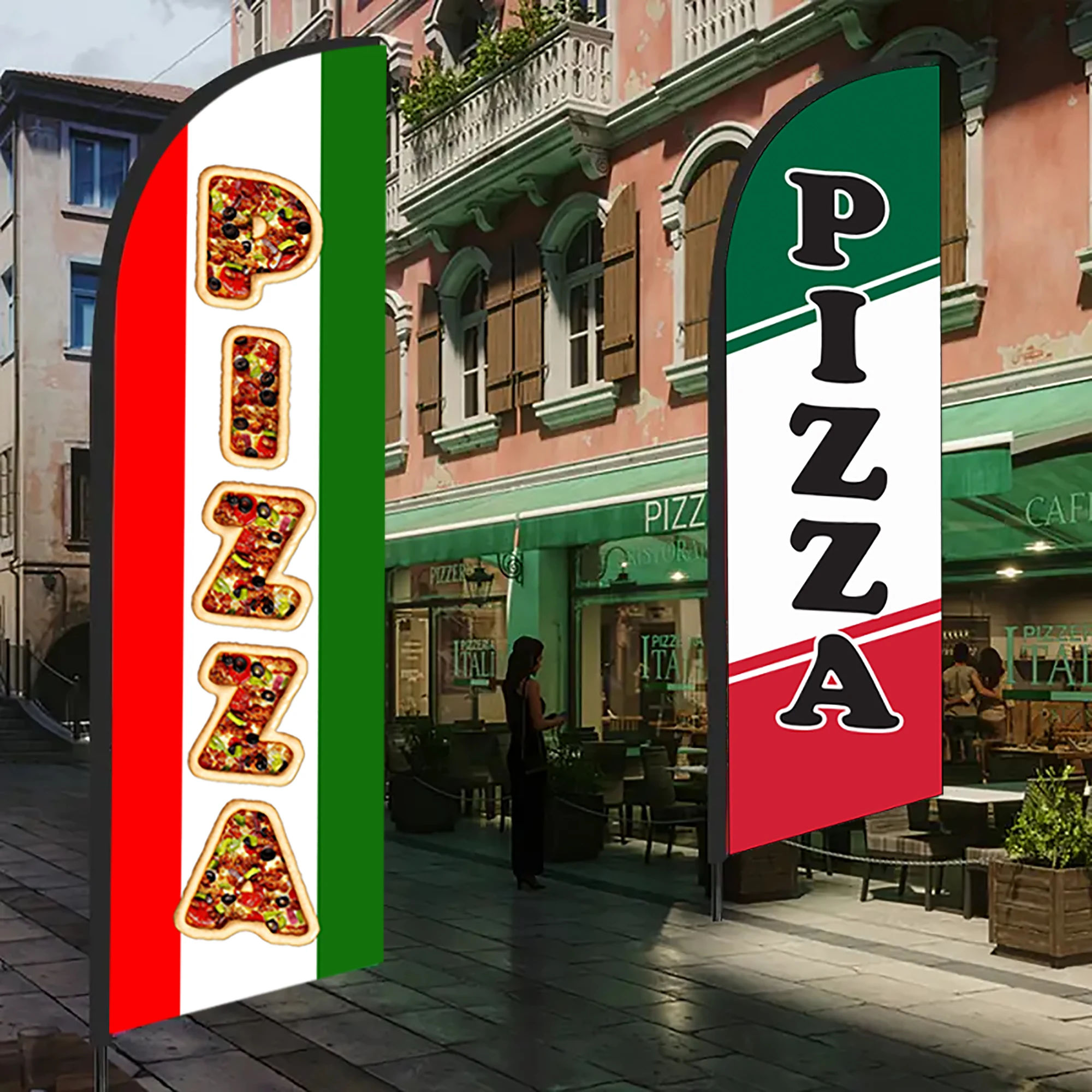 Hot Pizza Shop Feather Flag for Restaurant Outdoor Advertising Store Swooper Banner Entryway Not Include Stand view 4