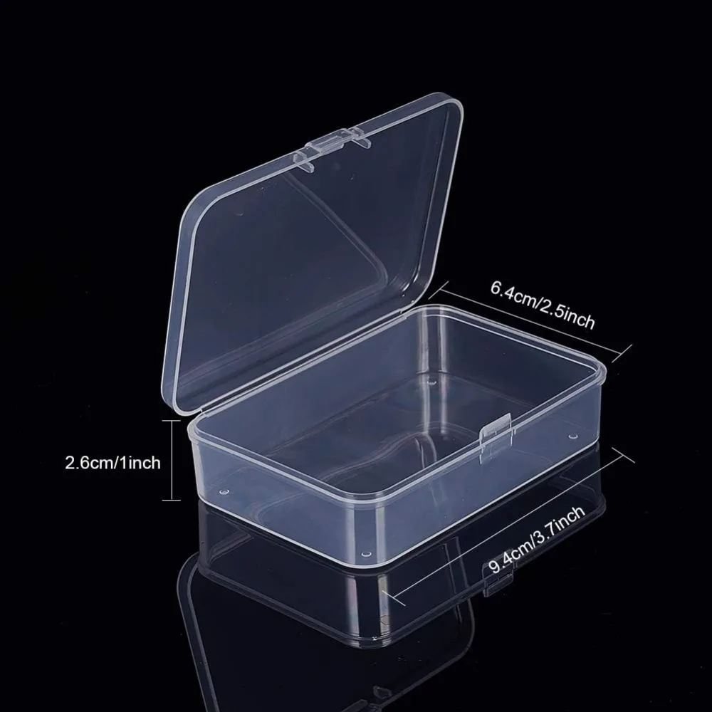 12 Pack Rectangle Clear Plastic Bead Storage Containers Box Case with Lid for Earplugs Tiny Bead Dices and Other Craft