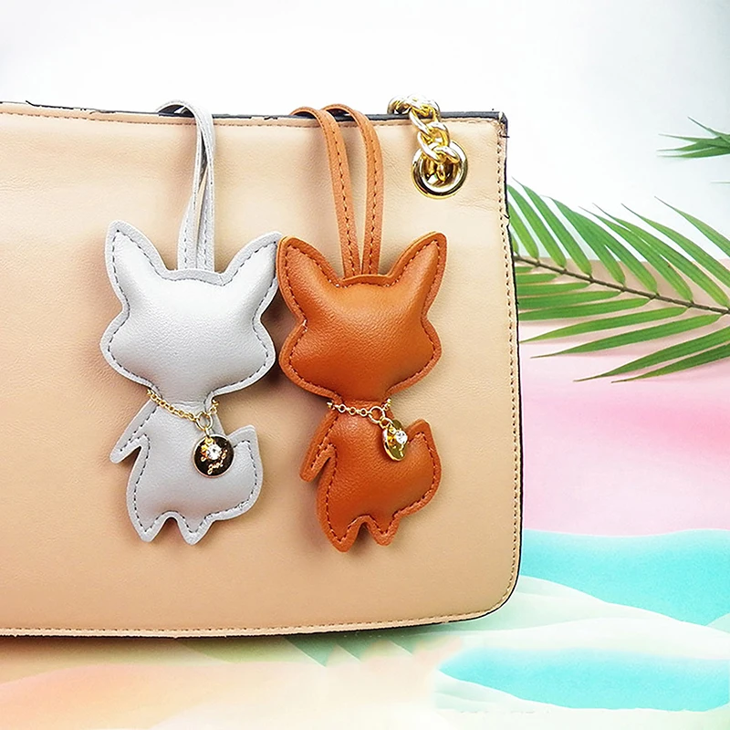 

Cartoon PU Leather Fox Keychain Cute Animal Keyring DIY Bag Pendant Backpack Hanging Decoration For Women Gifts