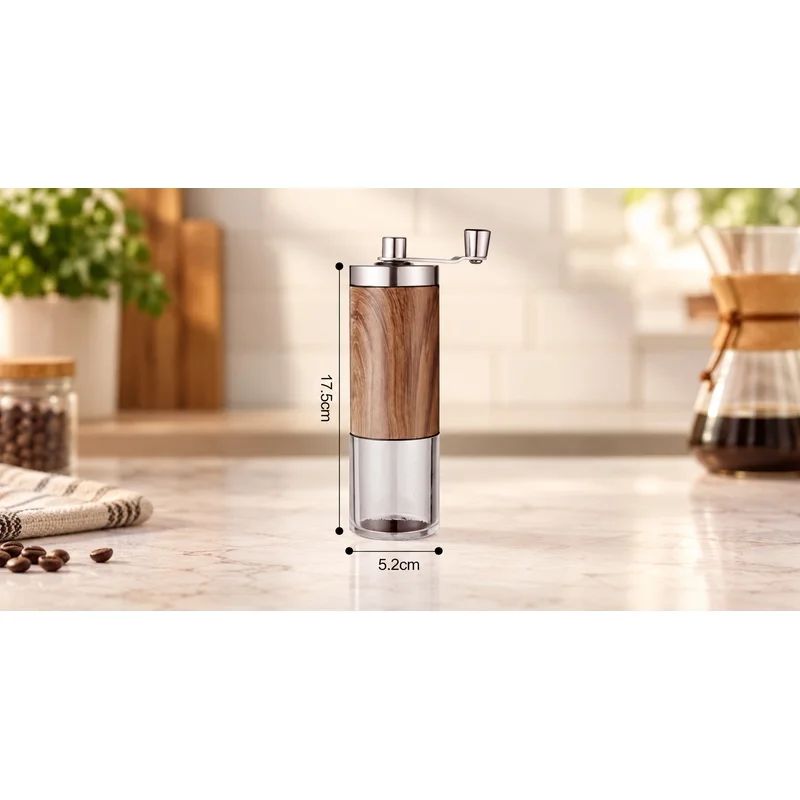 Wood Wood Grain Manual Coffee Grinder, Portable Stainless Steel Hand-Crank Bean Mill for Home & Outdoor Brewing - Aliexpress Deal
