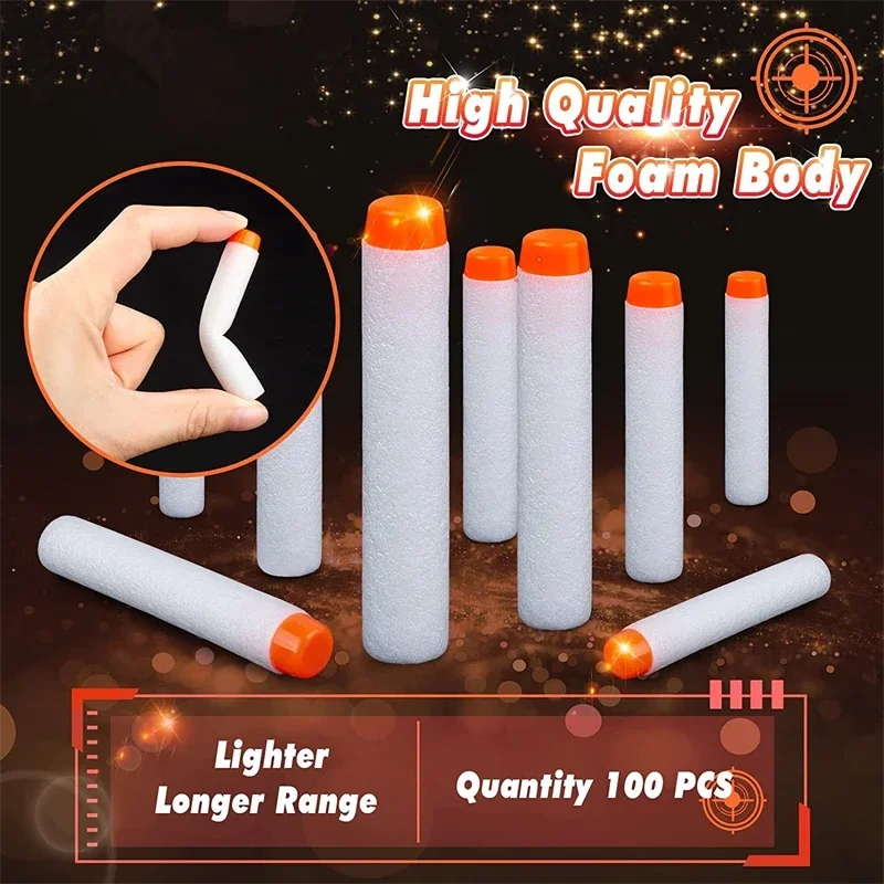 HOT100Pcs Refill Darts for Nerf N-Strike Elite Modulus Glow At Dark Bullets - White for Nesrf Gun