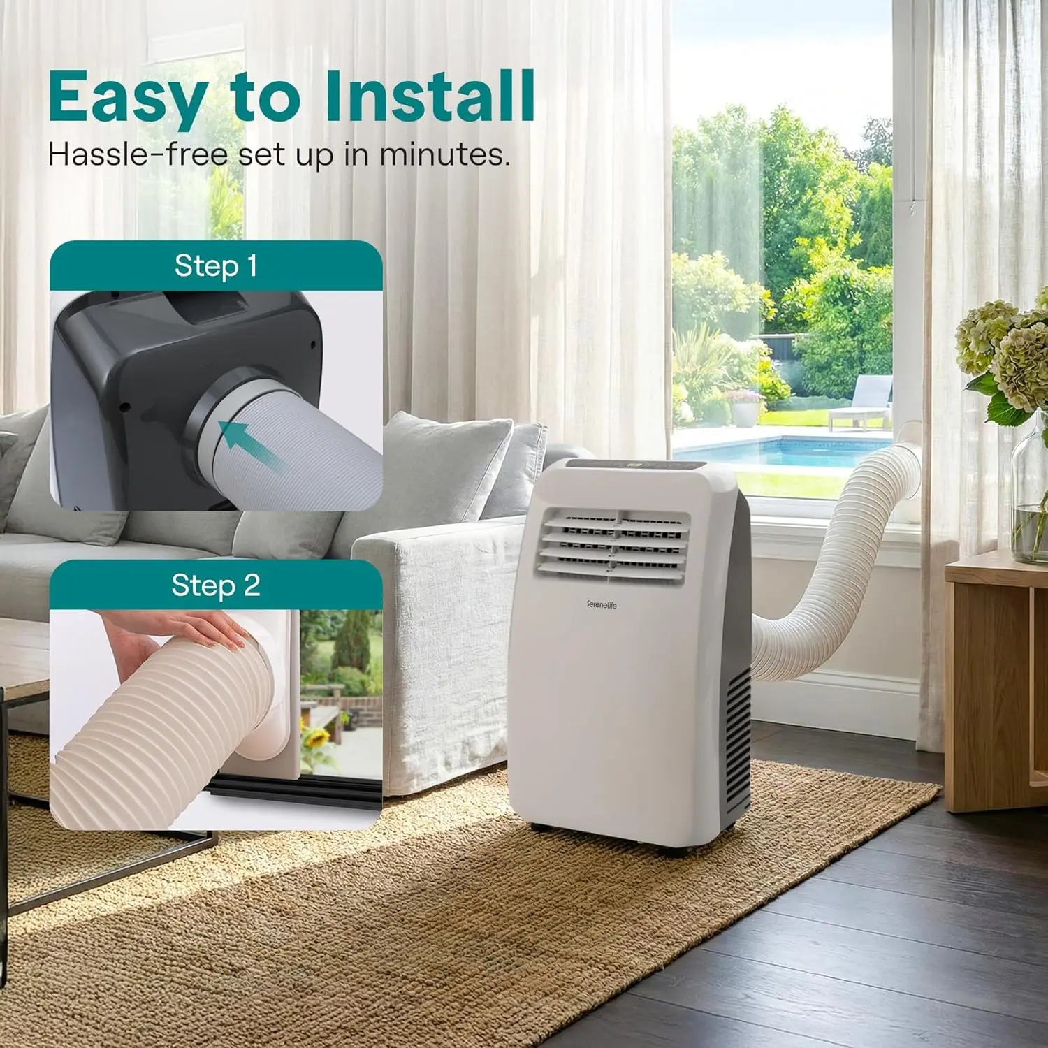 

3-in-1 Portable Air Conditioner with Built-in Dehumidifier Function,Fan Mode, Remote Control, Complete Window Mount Exhaust Kit
