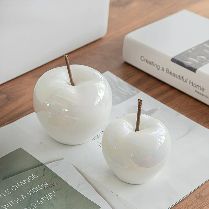 Wine Cabinet Christmas Decorations 2022 Modern Simple LED Translucent Apple Ornaments Household Ceramics Living Room Crafts Home