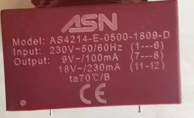 Sealed Transformer AS4214-E-0500-1809-D 230V to 9V18V