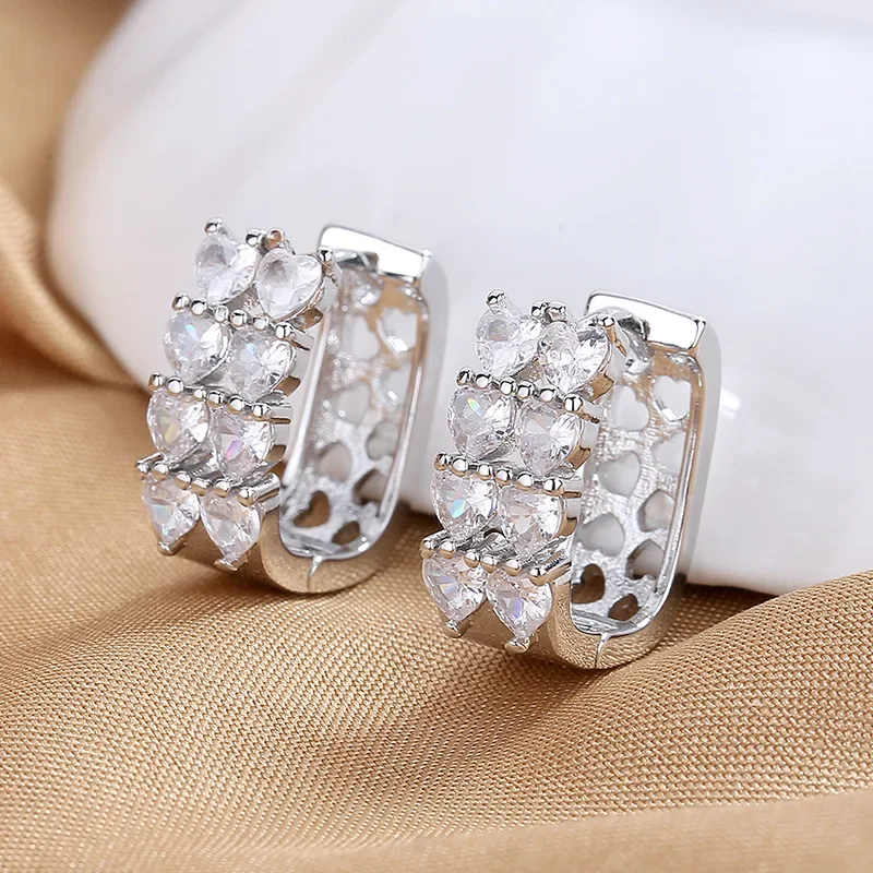 Unique Earrings Niche Design Heart Zircon Senior Sense Style Women's Hoop Earrings Single Product Jewelry Accessories