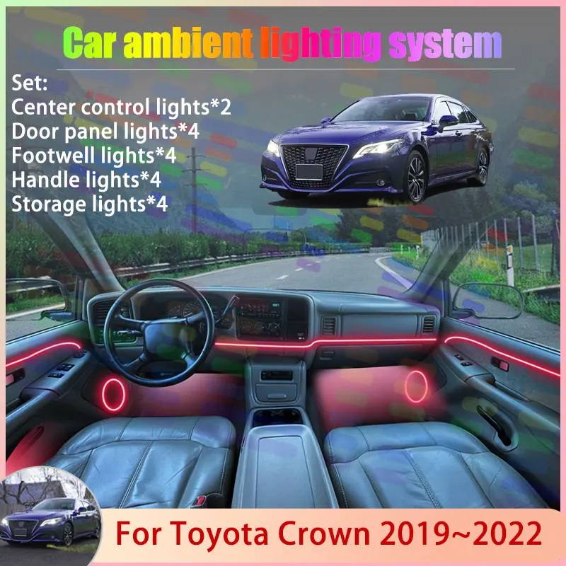 

Для Toyota Crown S220 MK15 2019 ~ 2022 2020 2021 2/18 в 1 автомобильный атмосферный светильник RGB абажур ансамбль стример атмосферный набор