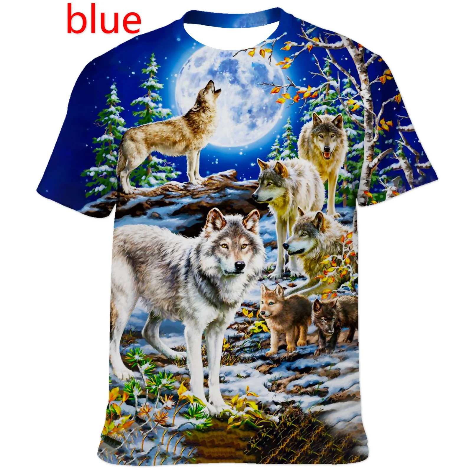 Fashion Short Sleeve 3D Wolf Printed T Shirts for Men/women Personality Cool Printing Tee Funny Animal T-shirt