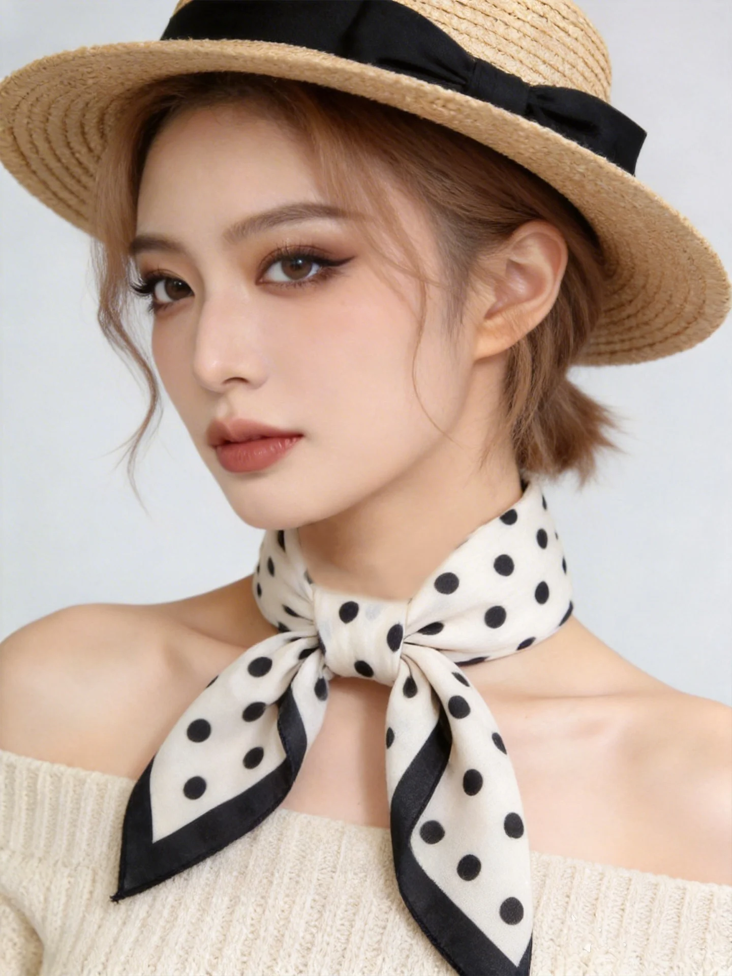 sup-pure-cotton-polka-dot-scarf-women's-spring-summer-versatile-decorative-small-square-towel-travel-headscarf