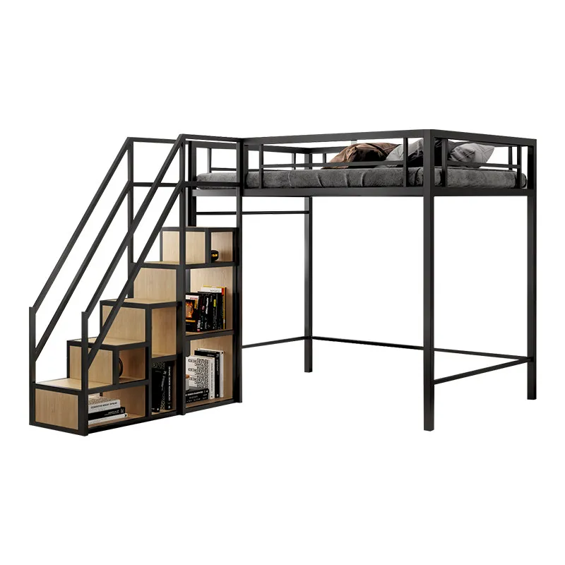 #Simple modern space-saving wrought iron bed Double Under table Duplex second floor bed Double upper empty elevated bed