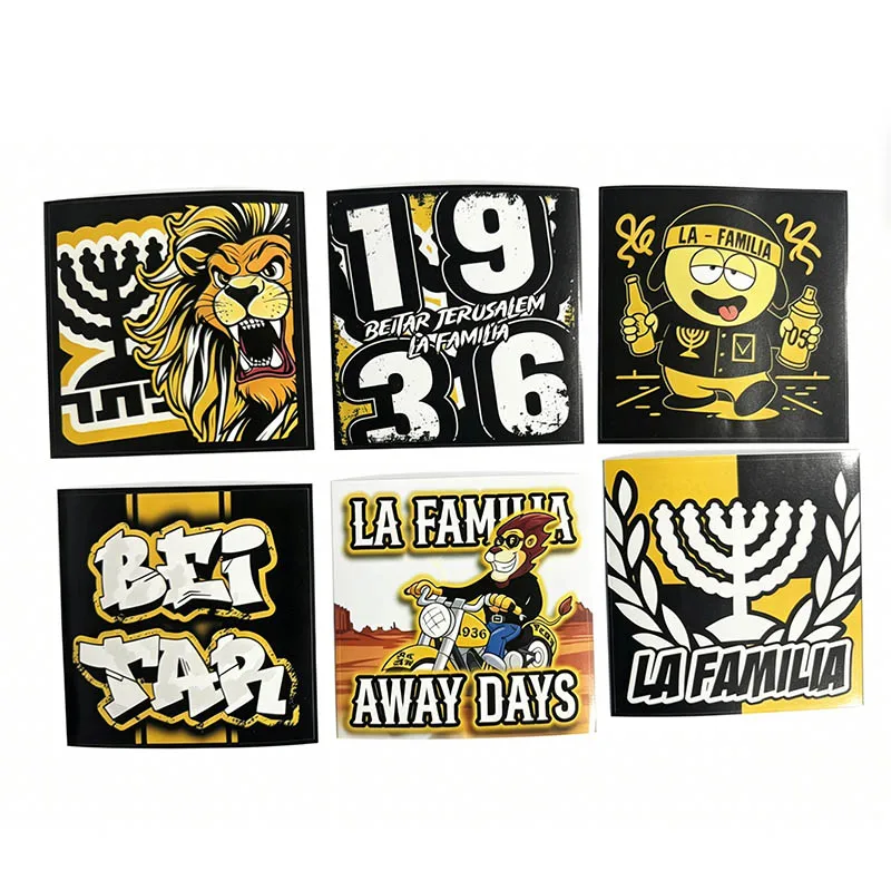 La Familia LF2005 Beitar 9x9cm Decoration Stickers for Bag Cup Wall Fridge - Set of 6 Adhesive Decals