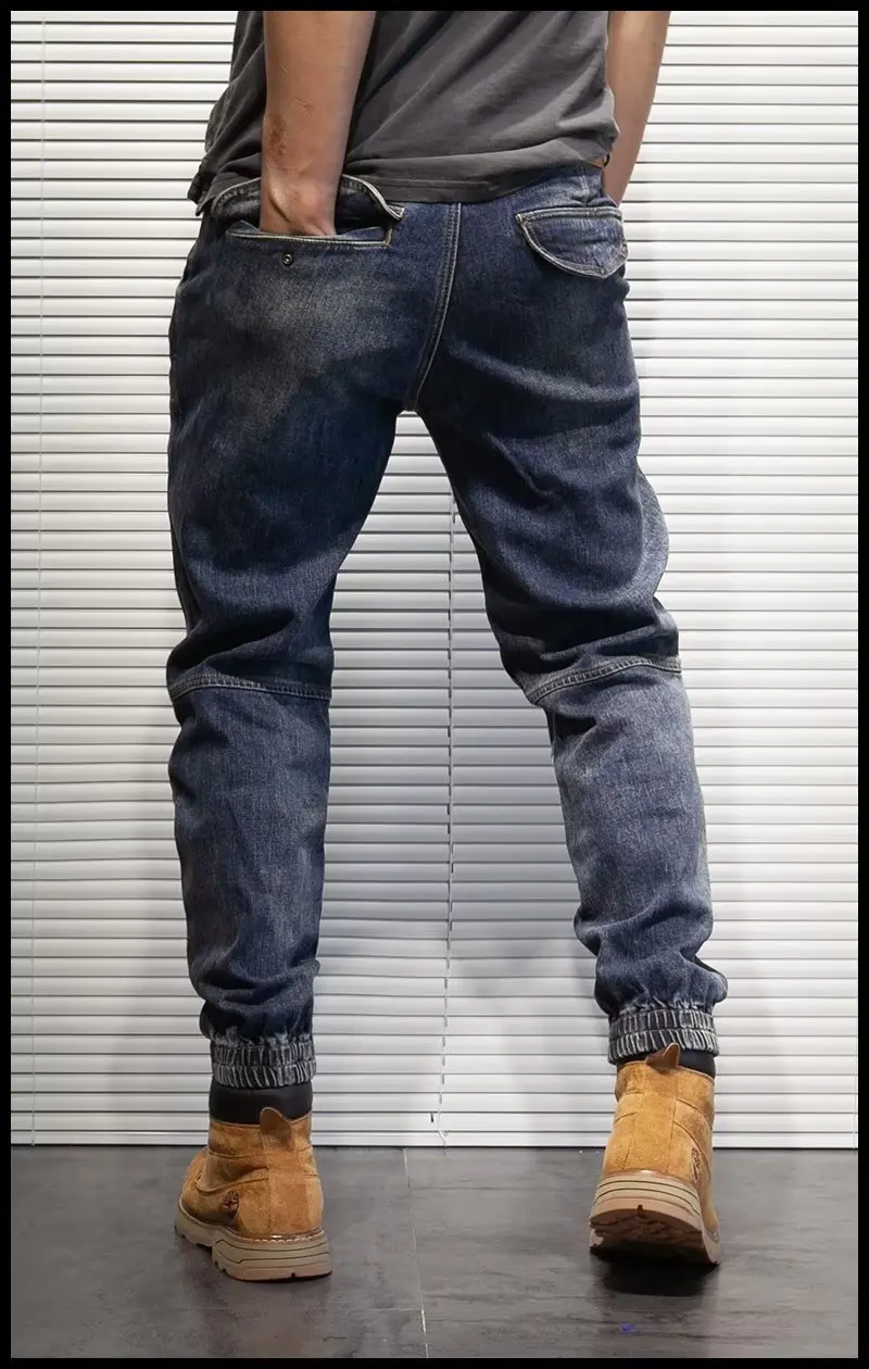 Jeans Men Cotton Denim Trousers Multi Pocket Cargo Jeans Fashion Denim Pants Side Pockets Pants