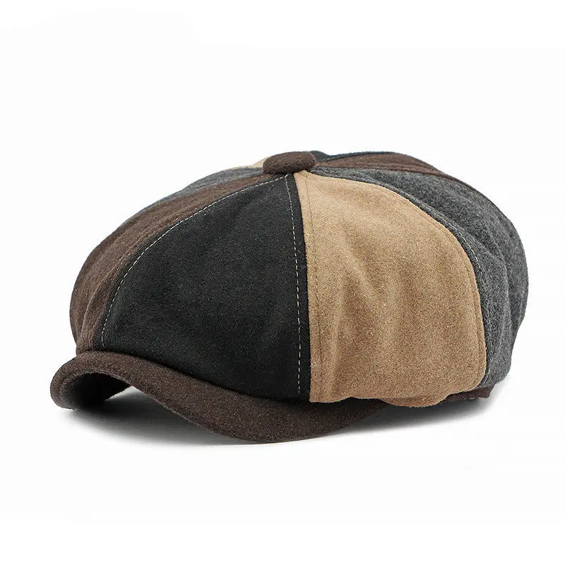 2023 Autumn and Winter Acrylic Solid Newsboy Caps Flat Peaked Cap Men and Women Painter Beret Hats 163