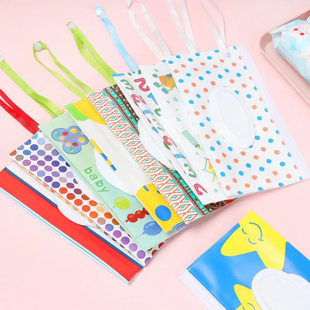 Estuche Portátil para Toallitas Húmedas, Caja de Pañuelos, Accesorios para Cochecito, Bolsa de Cosméticos, con Tapa Abatible, Diseño Atractivo para Exteriores