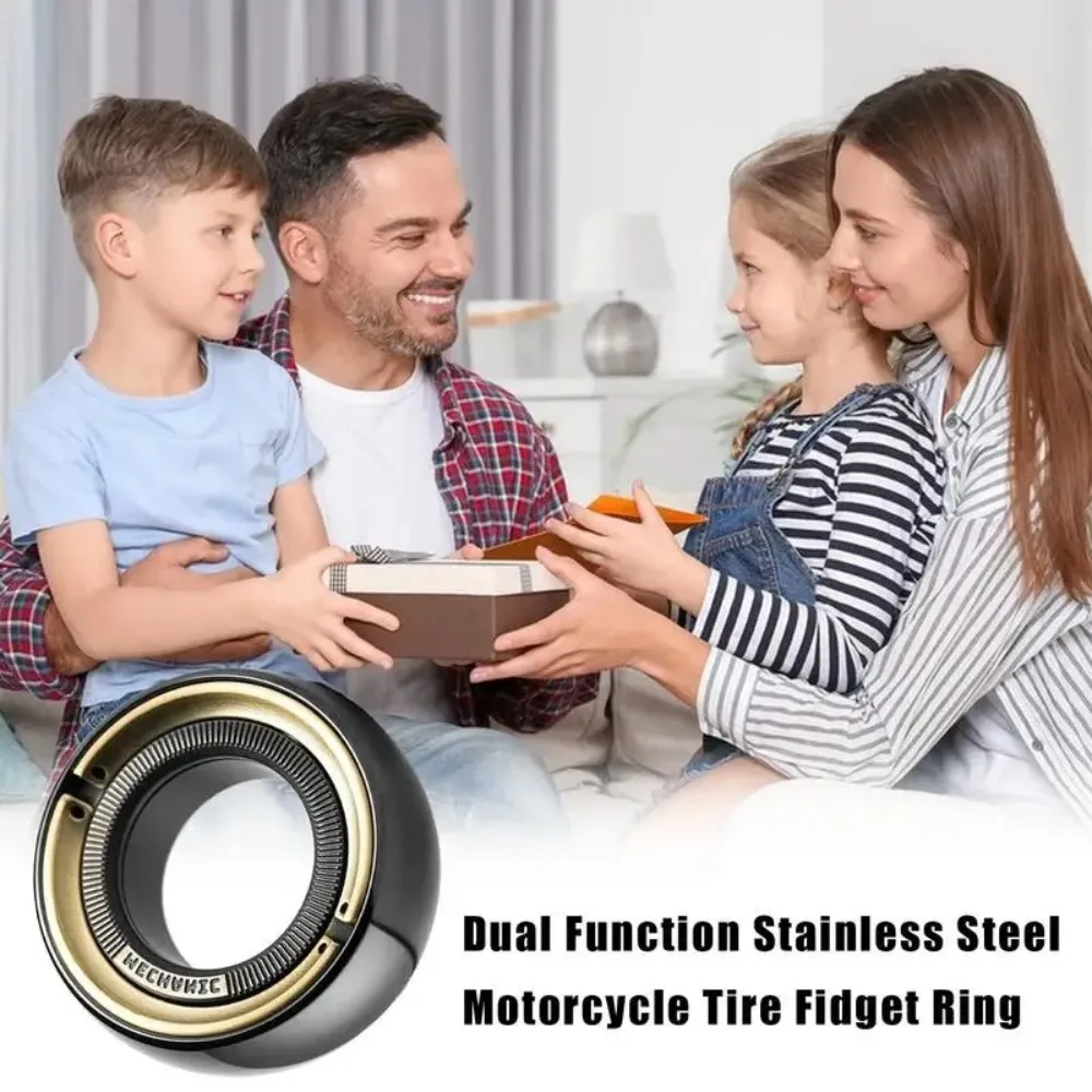 

Tire Tread Tire Tread Spinner Ring Fingertip Gyro Stainless Steel Spinner Ring Stress Relief Toys Decompression Toy Hand Spinner