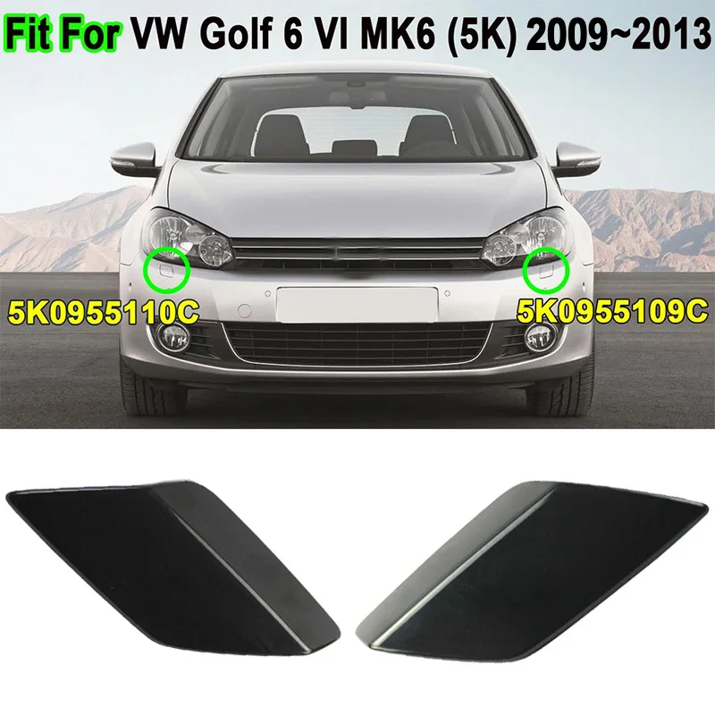 

1 Pair Left & Right Side Headlight Washer Cover Cap Fit for VW Golf 6 MK6 2009 2010 2011 2012 2013 5K0955109C, 5K0955110C