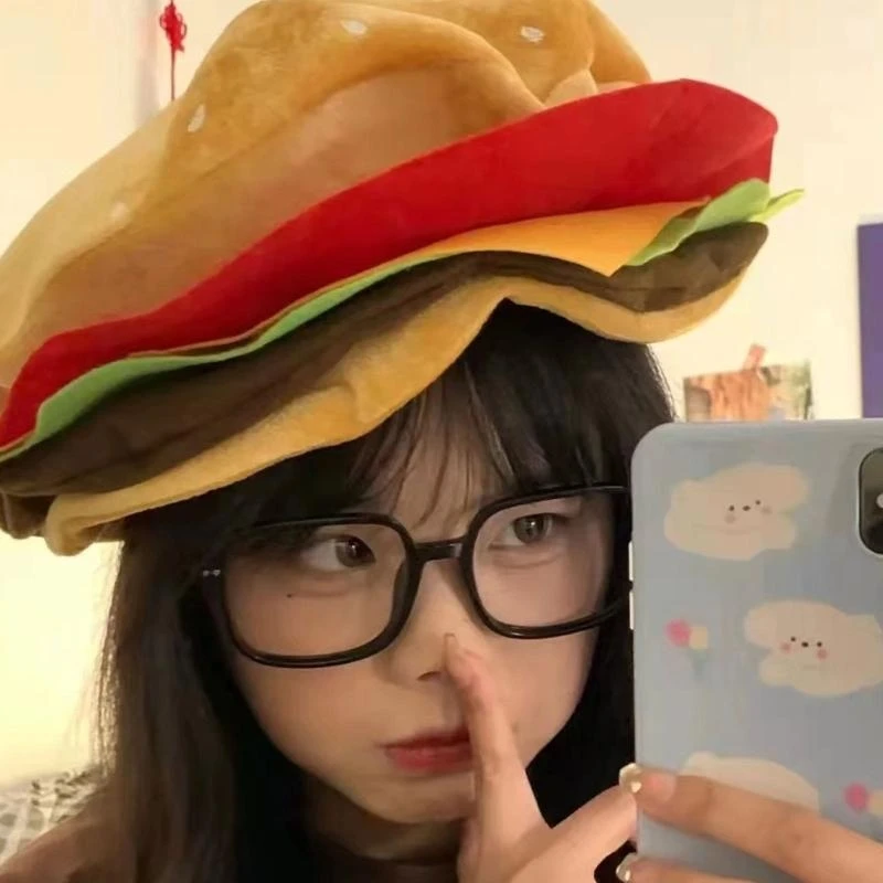 الجدة الجبن على شكل قبعة لطيف مضحك البرغر القبعات لحفلة عيد الميلاد