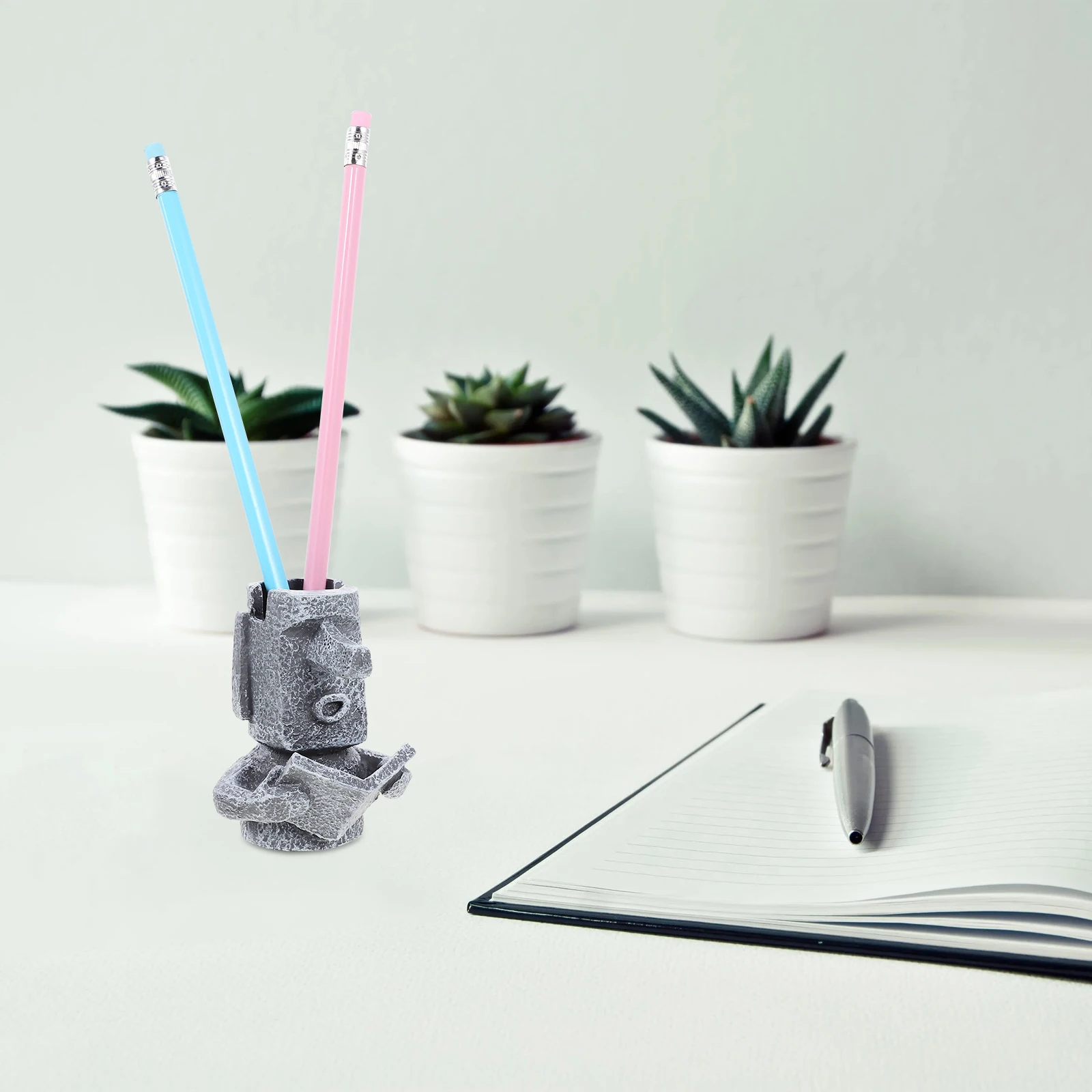 1 قطعة الإبداعية موي حجر الشكل الراتنج حامل قلم النظارات تخزين الرف متعددة الأغراض منظم قرطاسية مكتب المدرسة المنزل #5