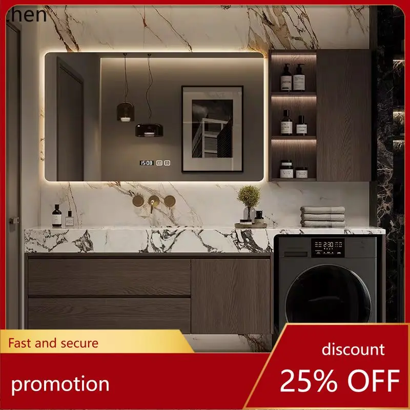 HXL Washing Machine Wash Basin Bathroom Cabinet Companion Rock Plate Ceramic Integrated Basin Combination
