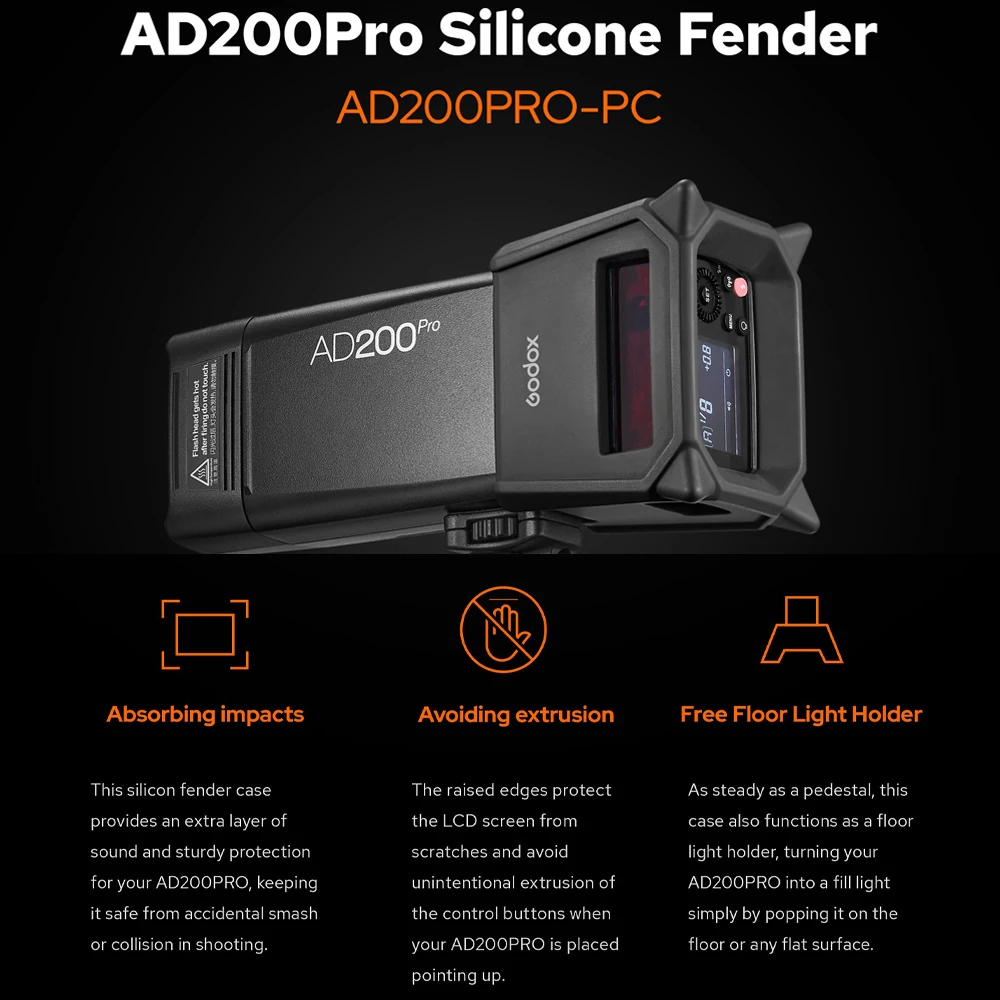 Godox AD200Pro-PC Flash Houder Beschermende Slagvast Licht Houder Vervanging Voor Godox Ad 200Pro