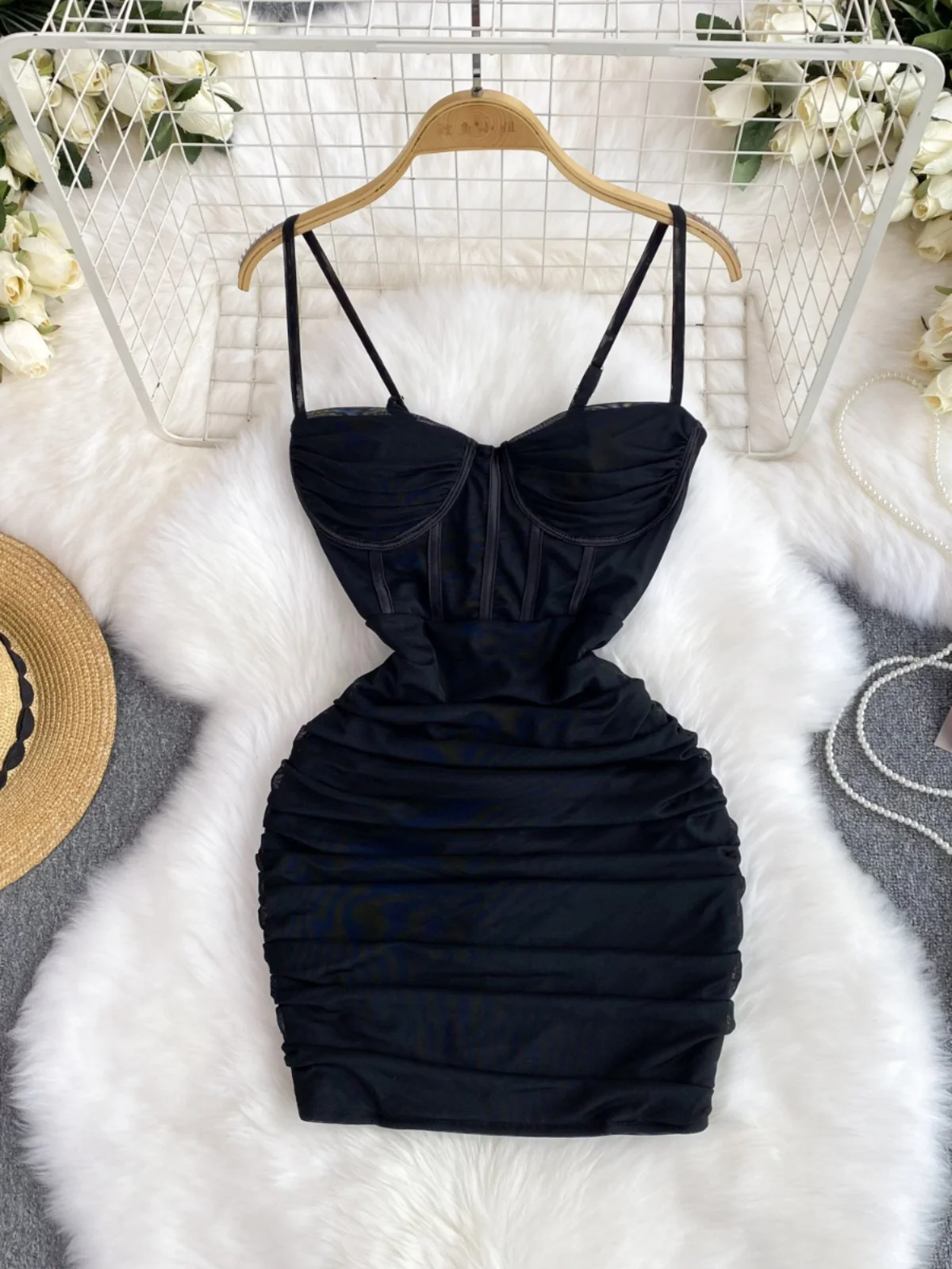 Ele Godd Sle Strapl Moulante Dr Été 2024 Nouvelle Jupe ort d'anniversaire Spicy Girl A-Line Midi Dr Commute Corée...