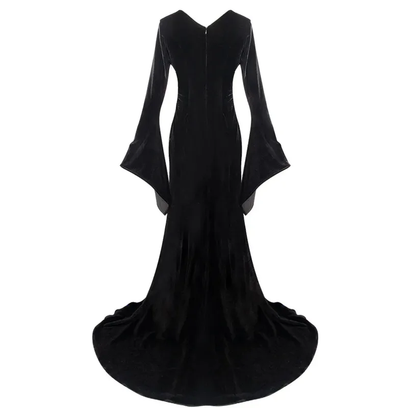 2025 nova família addams morticia cosplay traje peruca preto sexy up magro festa vestido de noite para as mulheres halloween carnaval dre ★ ★ ★ hh