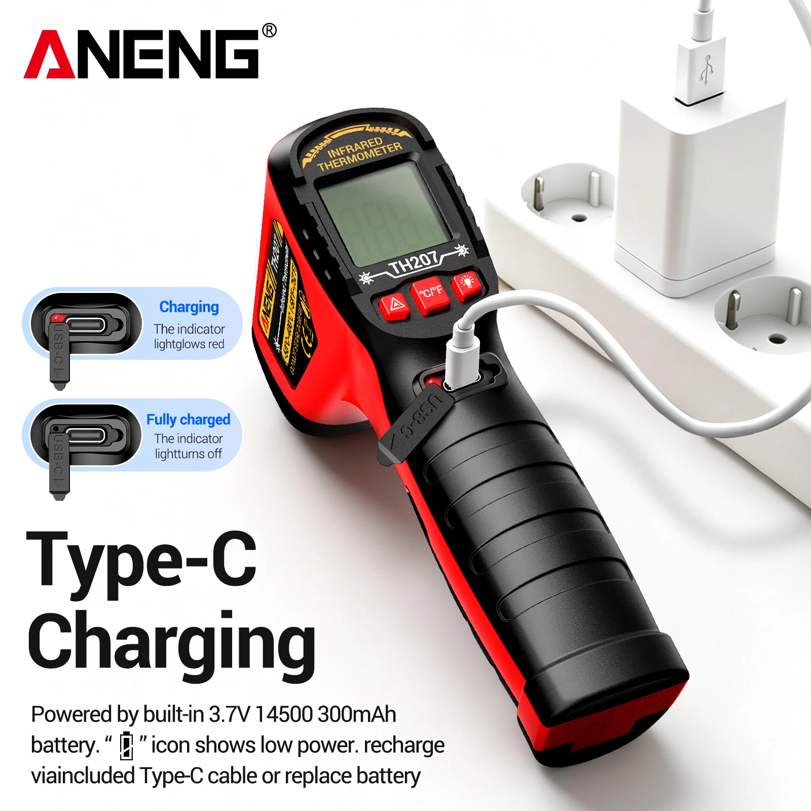 ANENG TH207 Termometer Digital - Industrial Laser Types ulasan dan harga