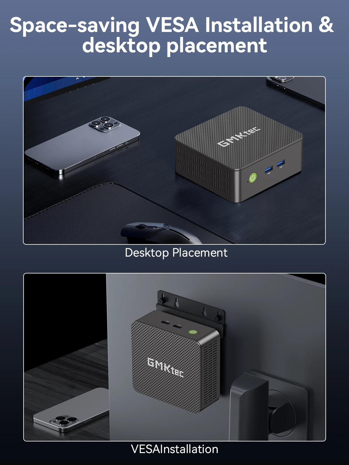 GMKtec G3S Mini PC Intel N95 3.4GHz Dual DDR4 Dual M.2 SSD 4K Dual HDMI WiFi 5 BT5.0 Gigabit LAN Desktop Computer