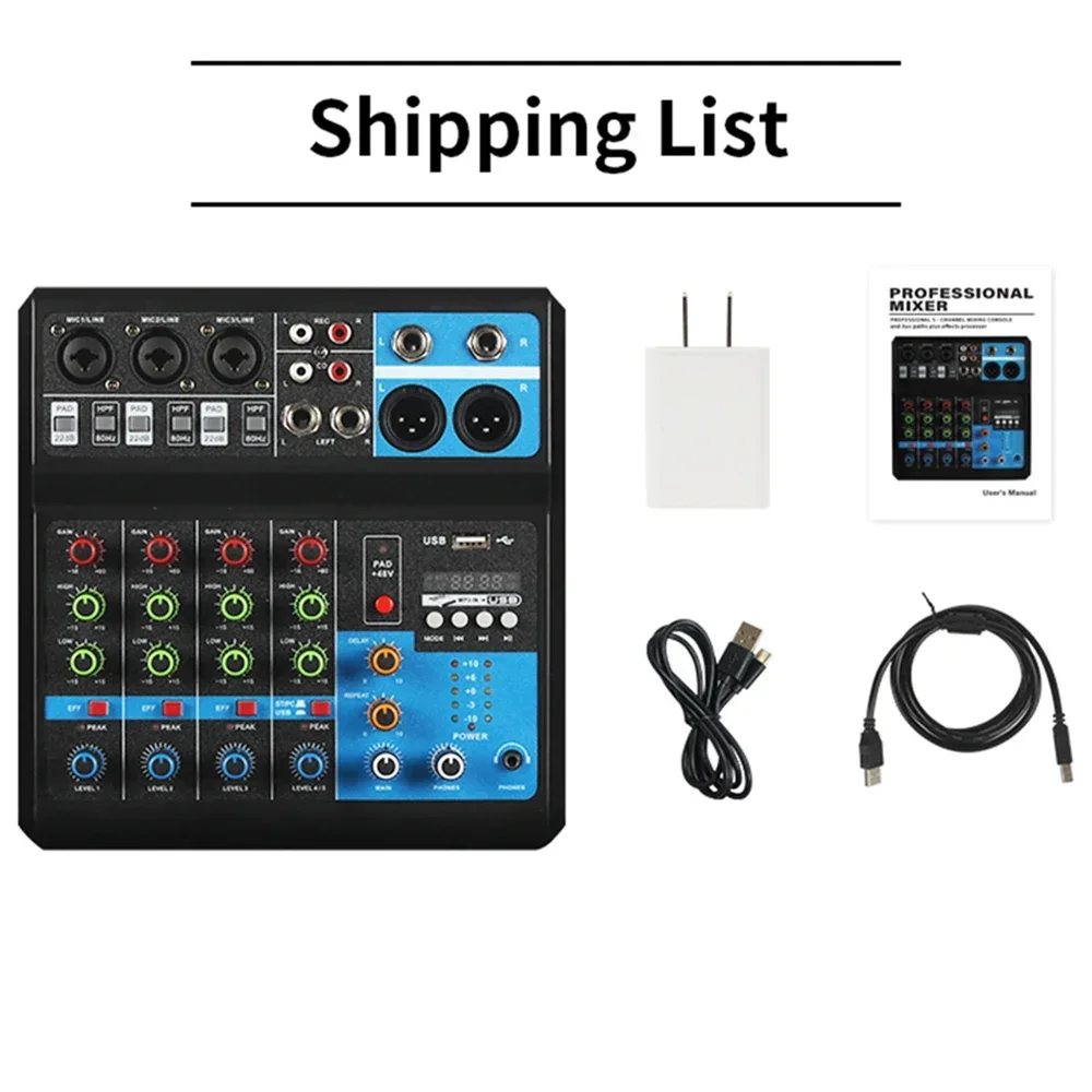 NUOVO F-5A Mixer audio Tavolo audio a 5 canali Mixer professionale Computer Stage Recording Scheda audio USB Tono alto basso Attrezzatura DJ