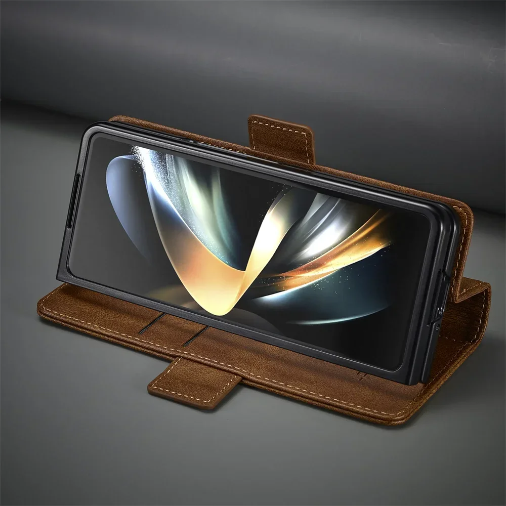 Leather Wallet Phone Case For Samsung Galaxy Z Fold 7 6 5 4 3 Fold7 Fold6 Fold5 5G Cover with RFID Blocking Credit Card Holder view 6