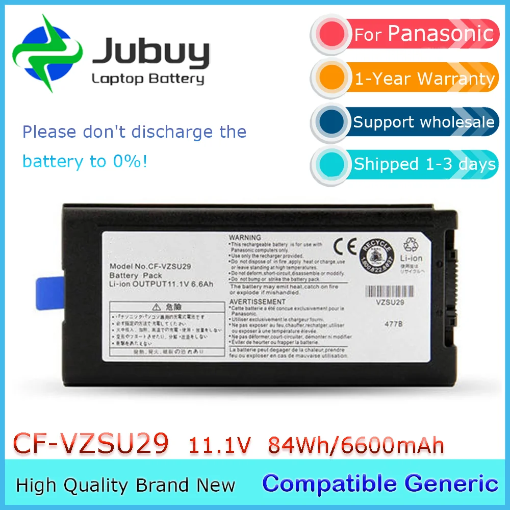 CF-VZSU29 11.1V 6600mAh Compatible Generic Laptop Battery for Panasonic Toughbook CF-29 CF-51 CF-52 CF-VZSU29ASU