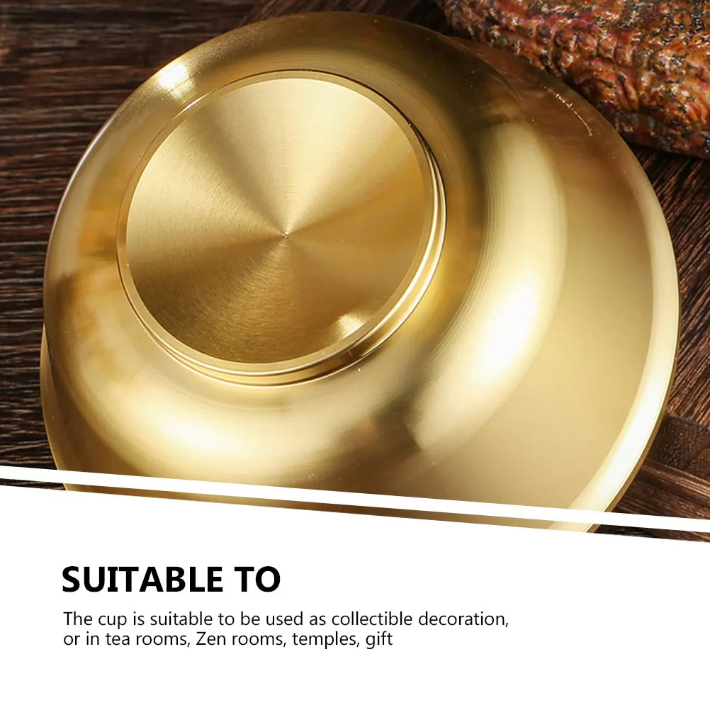 

Изысканная многофункциональная металлическая чашка Золотая чаша Предложения аксессуаров Декоративная настольная чашка Износостойкий храм Дзен