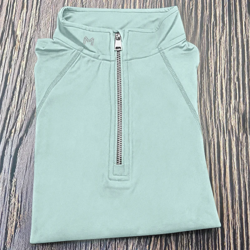 M LOGO Horse Riding Short Sleeve Tops Zipper Equestrian Blouse Competition Sports T Shirts Breathable Training Rider Clothing