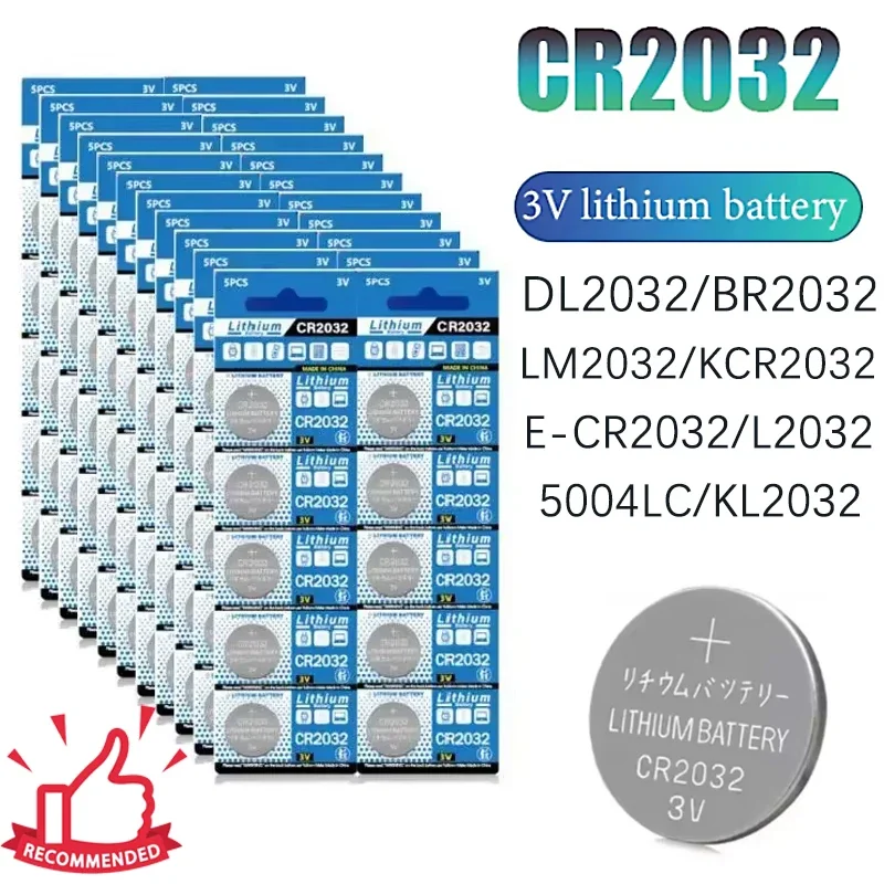 Brand New CR2032 3V 200mAh Long Lasting Lithium Battery DL2032 BR2032 5004LC 2032 for Calculator Toys Watch Key Remote Control