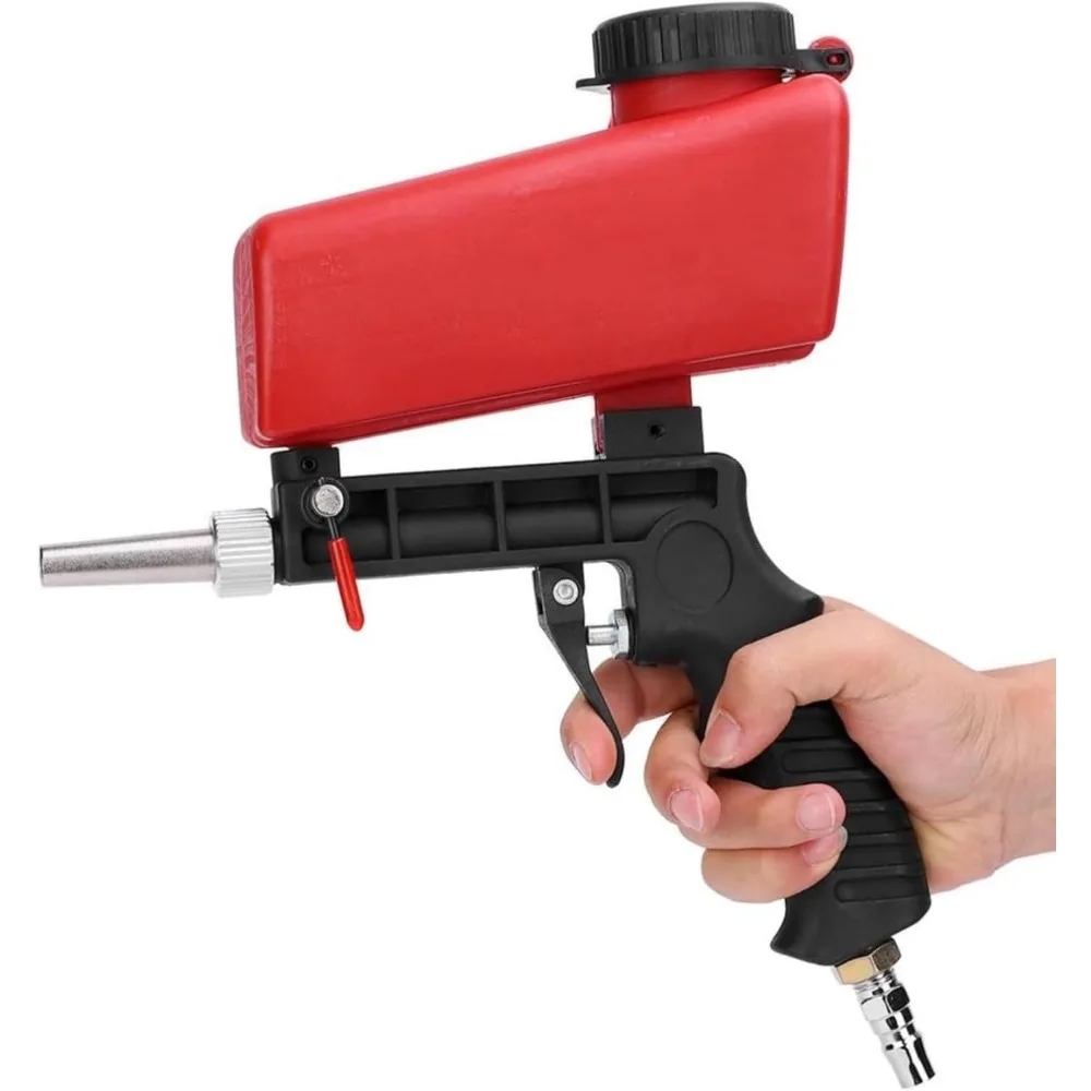 

Portable 90psi Sandblaster Kit, Pneumatic for Air Compressor, Removes Paint/Rust (Red).