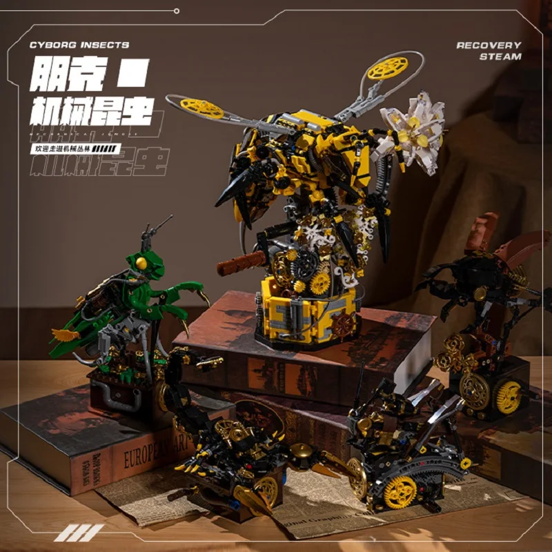 1698 قطعة من مكعبات البناء Bumblebee MOC - سلسلة الحشرات الميكانيكية الإبداعية لسطح المكتب الحلي لعبة تعليمية للأطفال هدية