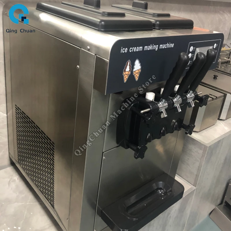 Настольные машины для мягкого мороженого, три вкуса, 100, мороженое/ч, умная панель, холодильное оборудование