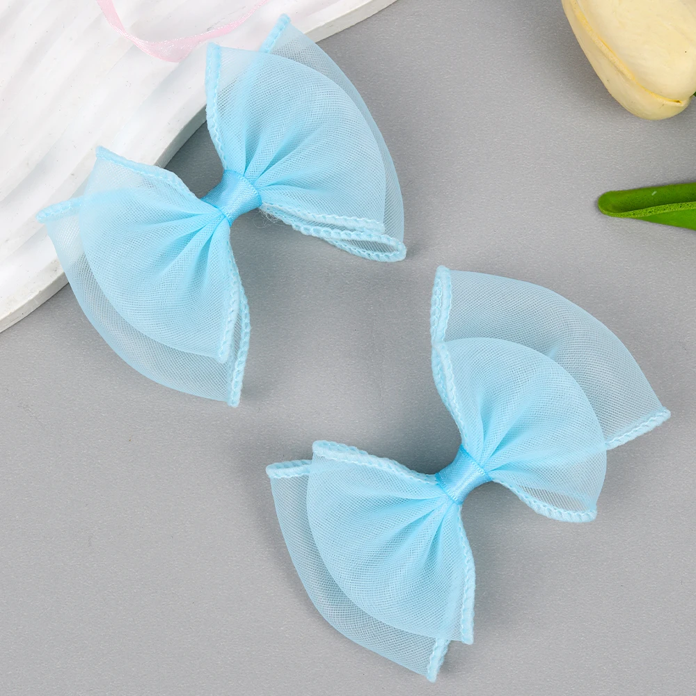 2Pcs Chiffon Bow Hair Clip Girls Bowknot Satin Hairpin Barrettes Pink Ponytail Clip  Headwear Hair Accessories Kids Gifts