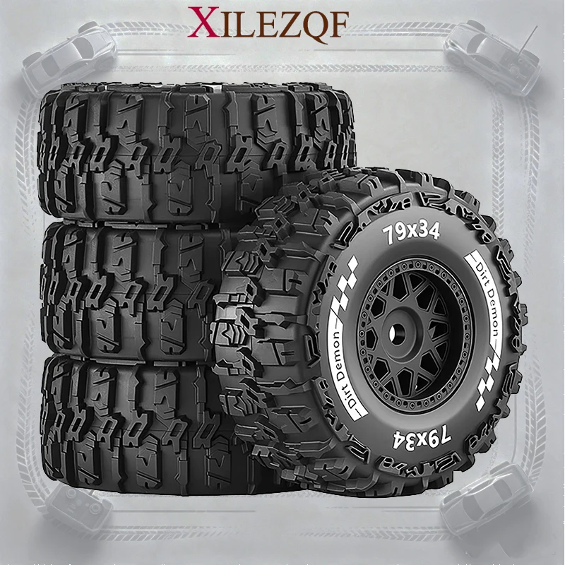 4PCS RC Wheel Hubs & Tires for 1/14 1/16 Traxxas Mini Slash Short Course Truck Upgrade Parts